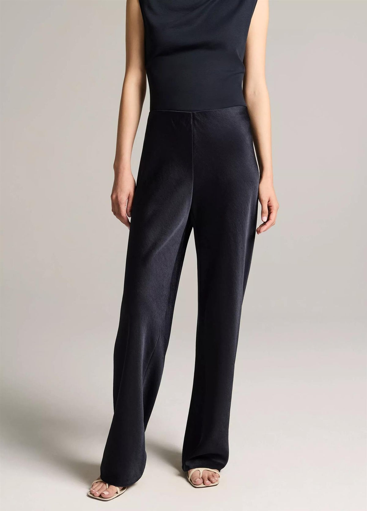 Colette High-Rise Fluid Satin Bias Pant