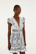 FLOWERS ARCH OFF-WHITE MINI DRESS