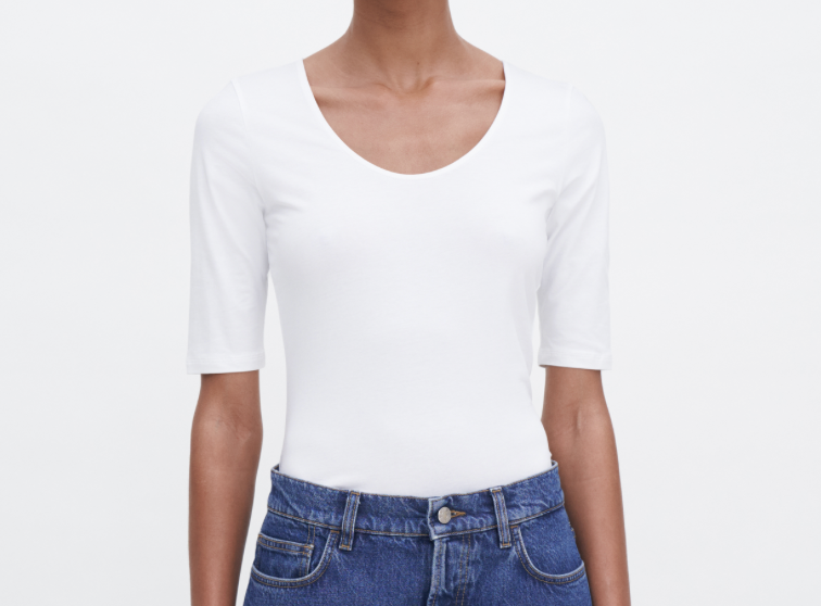 Cotton Stretch Scoop Neck Top