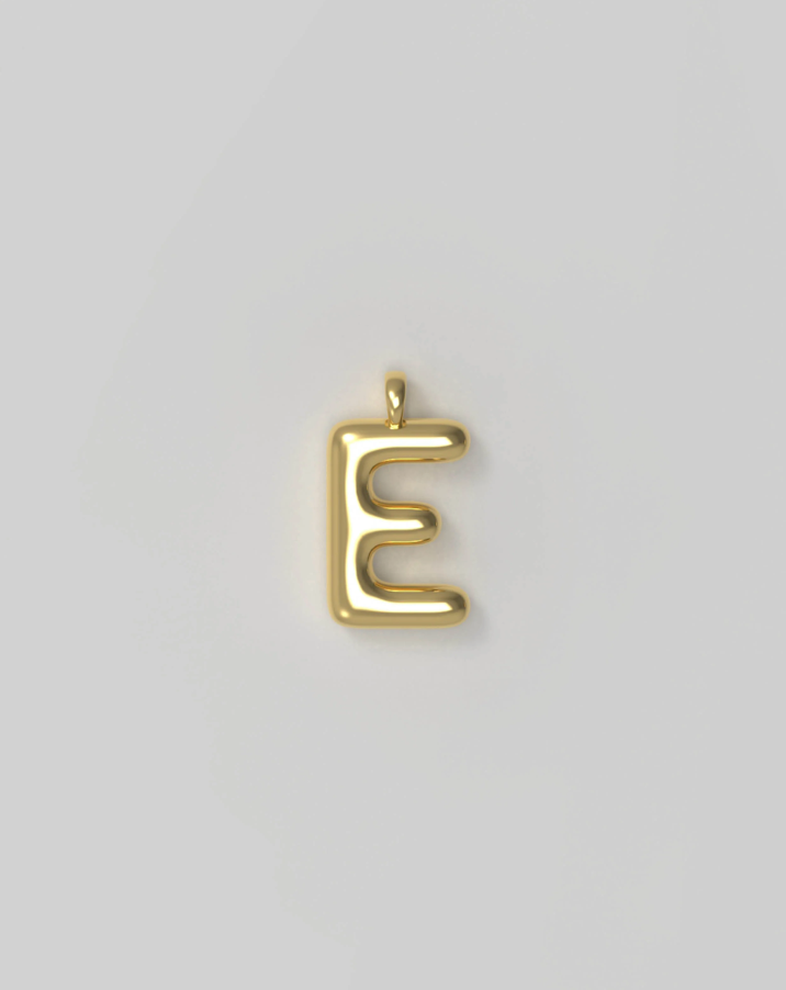 Letter Charm Small Plated - E