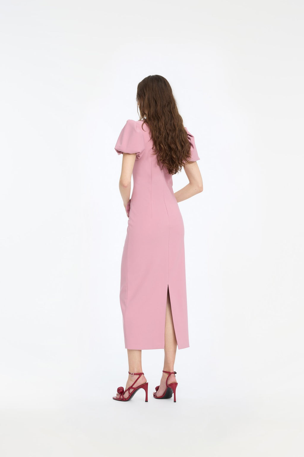 CREPE MIDI FLOWER DRESS