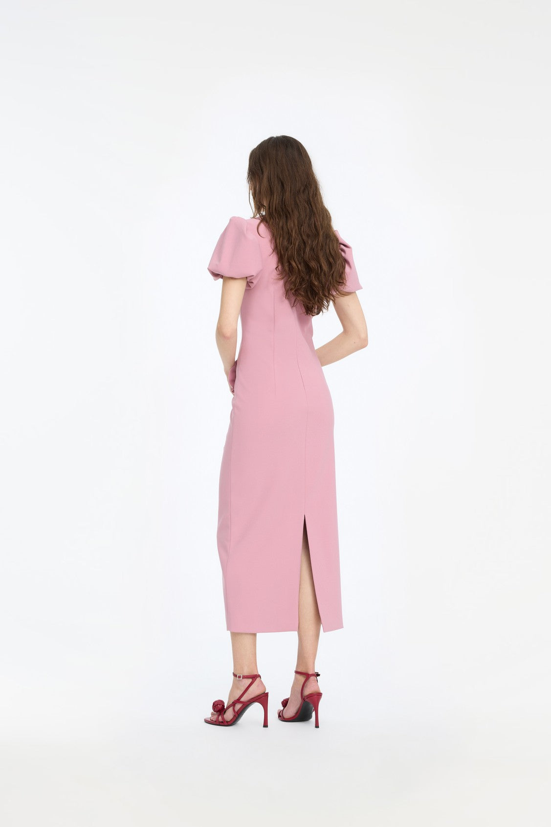 CREPE MIDI FLOWER DRESS
