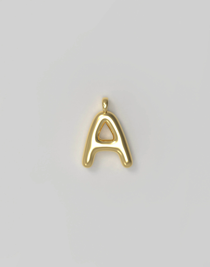 Letter Charm Small Plated - A