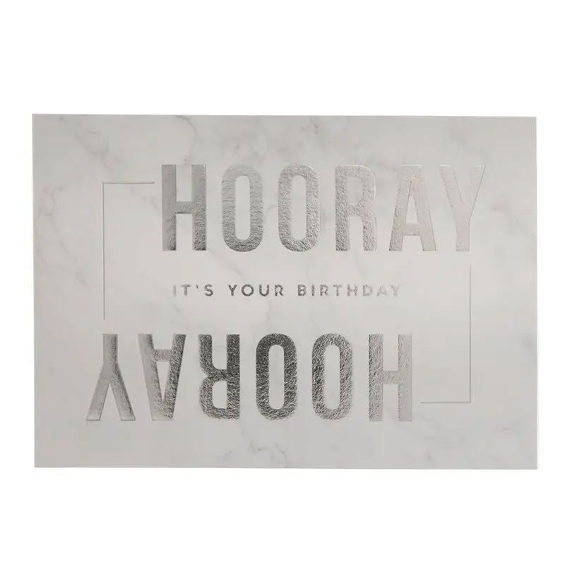 Hooray it's your birthday silver foil postcard