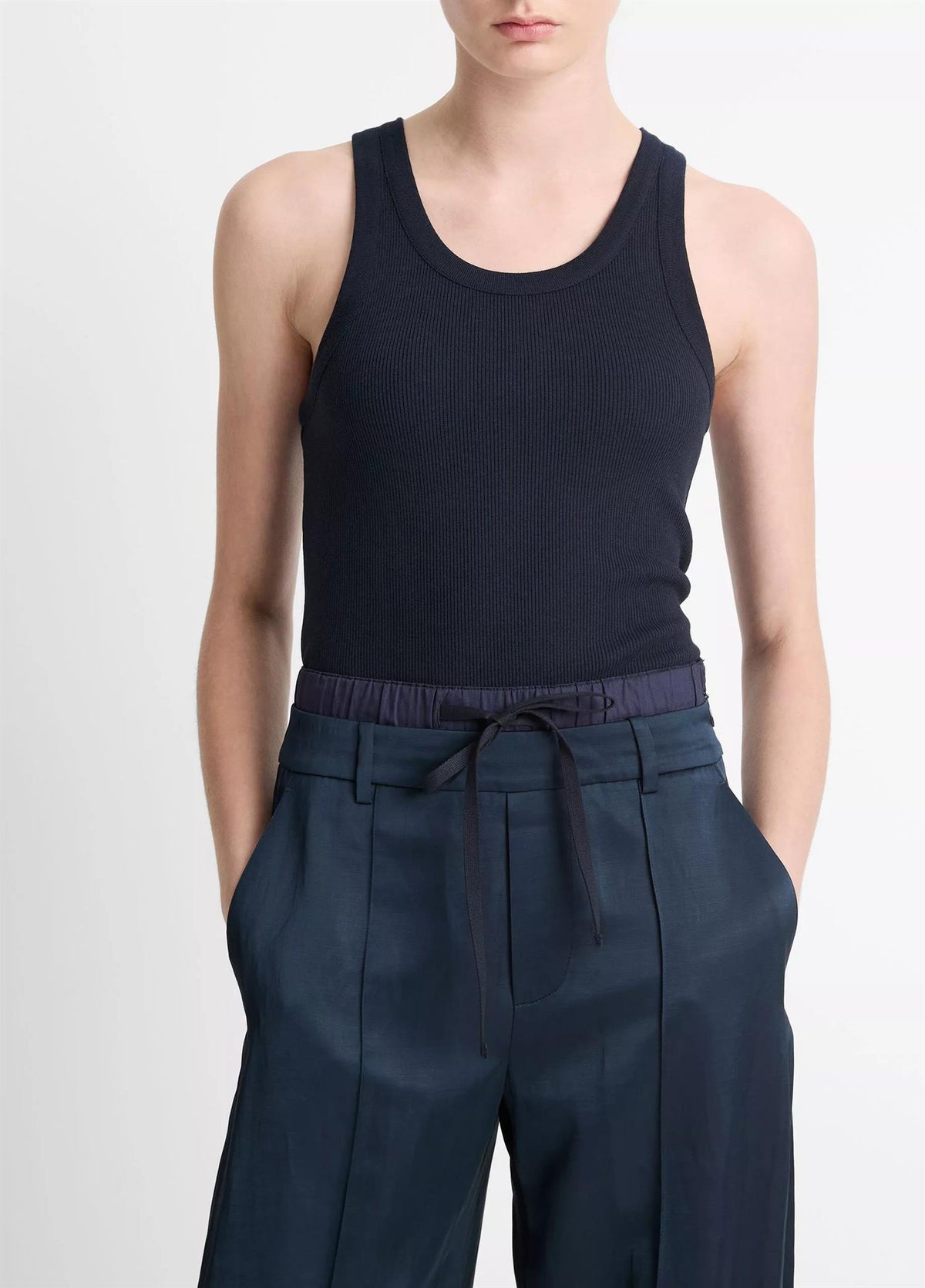 Ribbed Scoop-Neck Tank