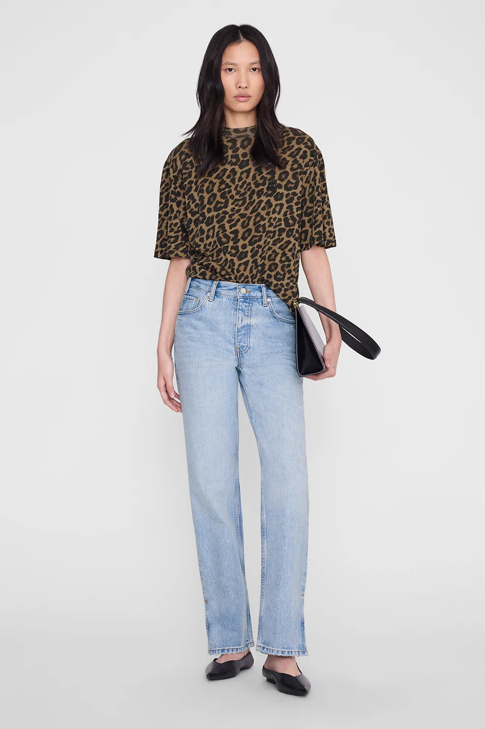 AVI TEE - BLACK AND BROWN LEOPARD