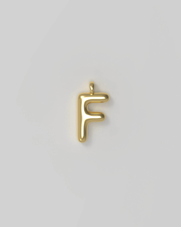 Letter Charm Small Plated - F