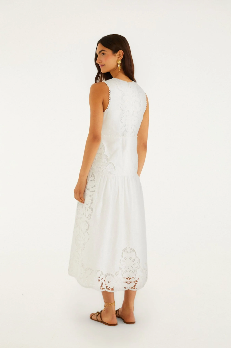 OFF-WHITE RICHILIEUR SLEEVELESS MIDI DRESS