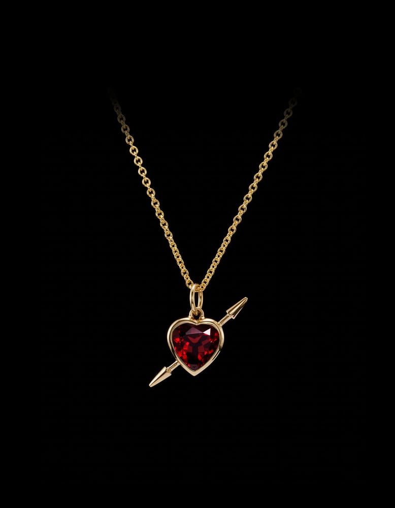 Rebel Love Necklace - Gold-plated Silver - Garnet Smykke