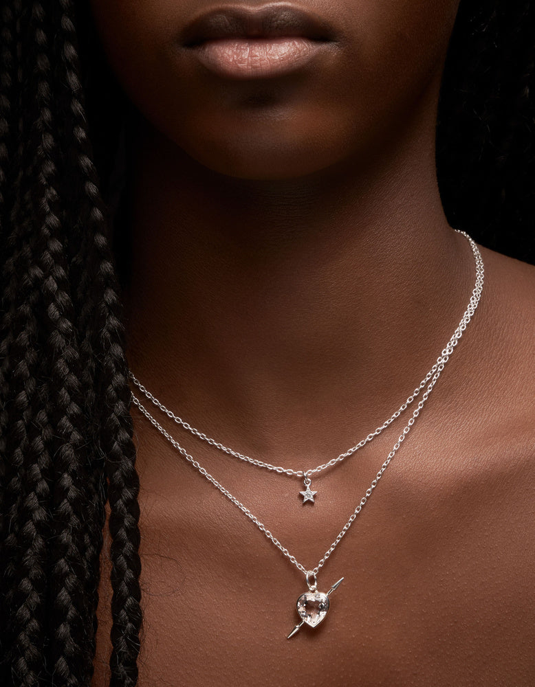 Rebel Love Necklace - Silver Clear Quartz Smykke