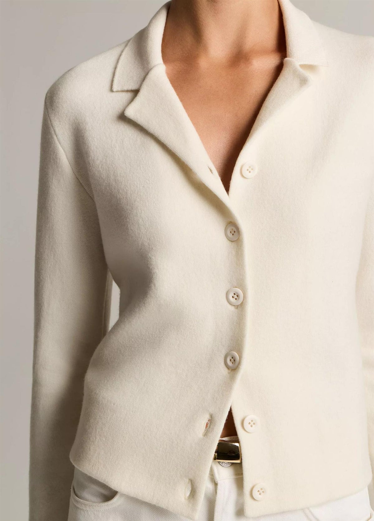 Notch-Collar Double-Face Wool-Blend Cardigan