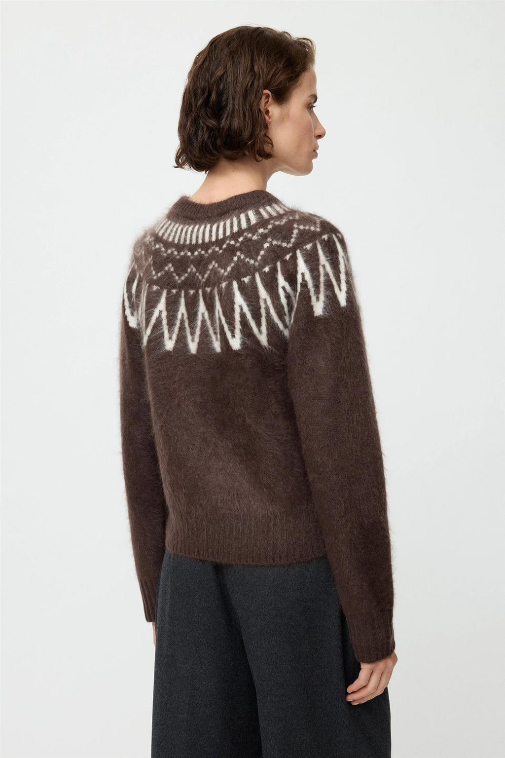 Brushed fair isle crewneck