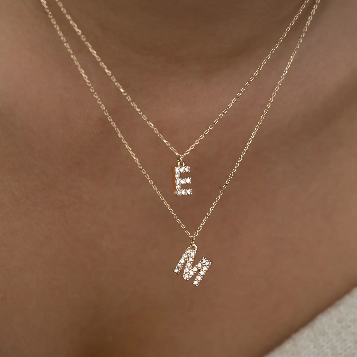 Juno - Crystal Letter Necklace Stainless Steel