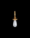 Pearl Tear Earring - Gold-plated Silver - Glass Pearl Ørepynt
