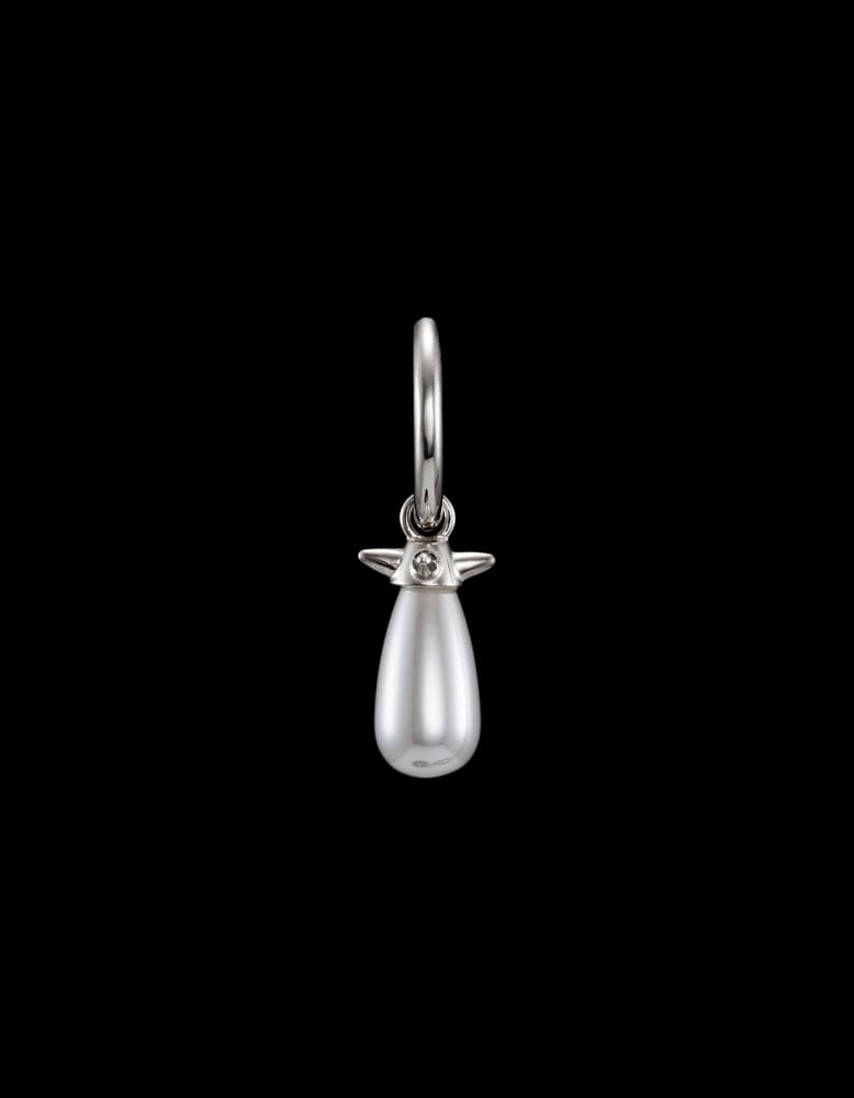 Pearl Tear Earring - Silver - Glass Pearl Ørepynt
