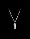 Pearl Tear Necklace - Silver - Glass Pearl Smykke