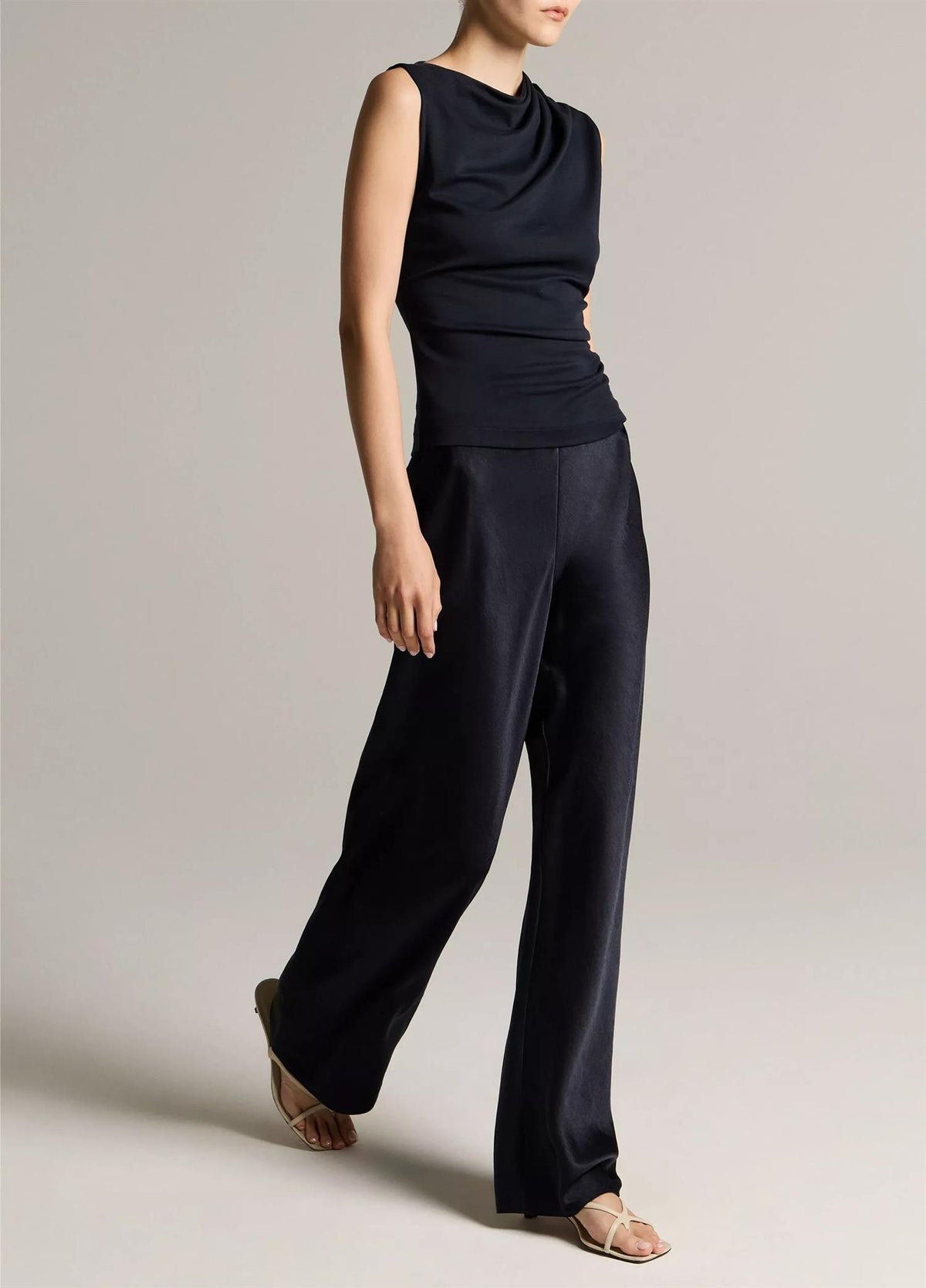 Colette High-Rise Fluid Satin Bias Pant
