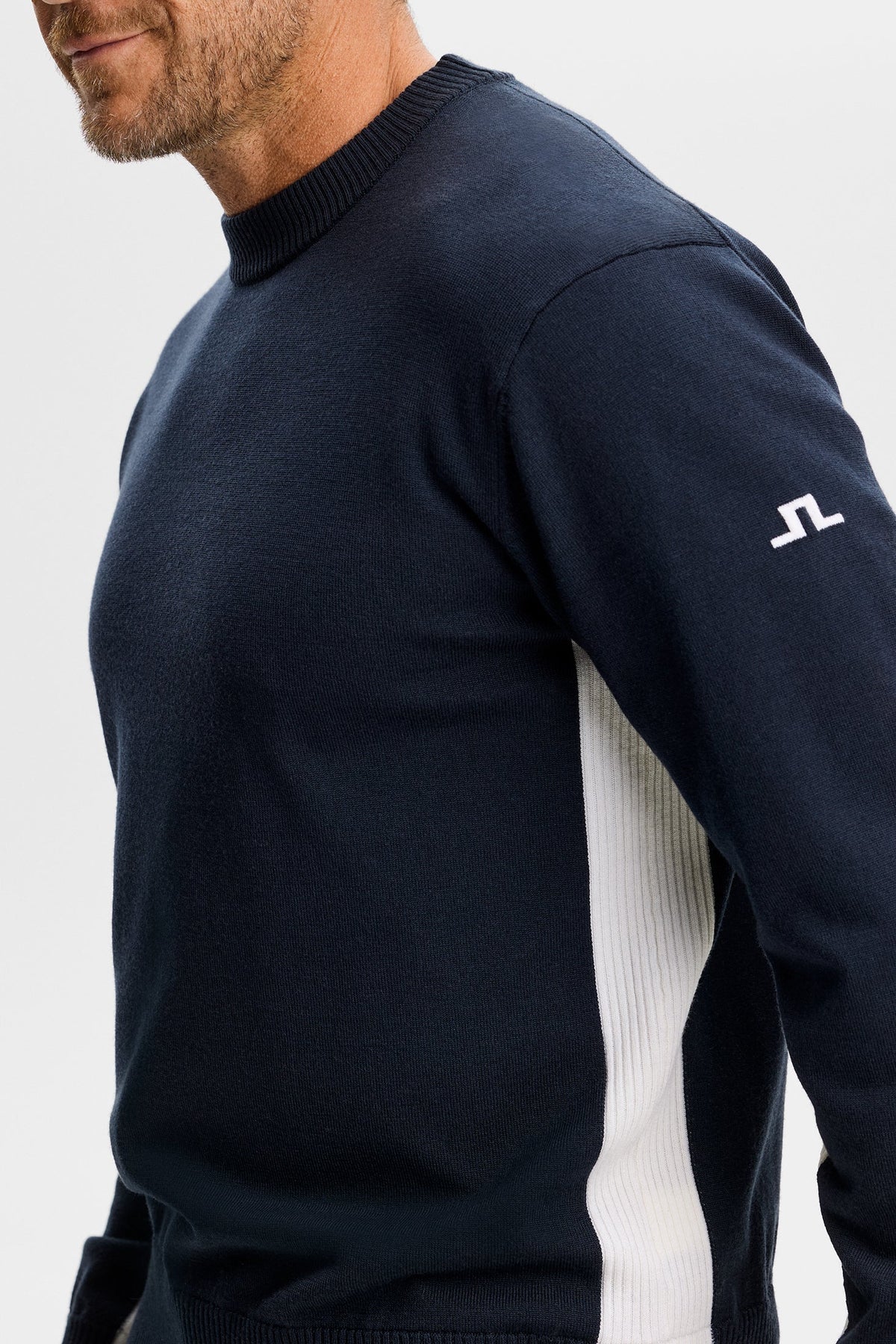 Chester Side Stripe Knit Crew Genser
