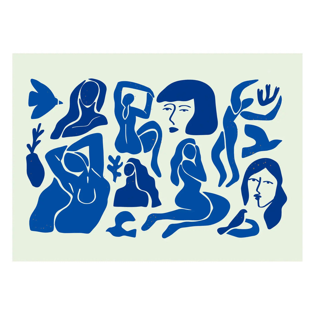 Blue abstract women Postcard Bøker
