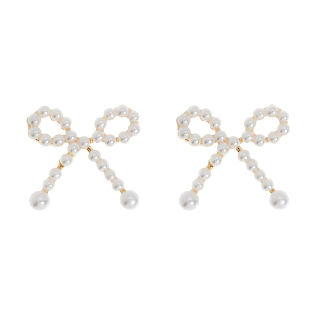 Juliette - Cute Pearl Bow Stud Earrings Ørepynt