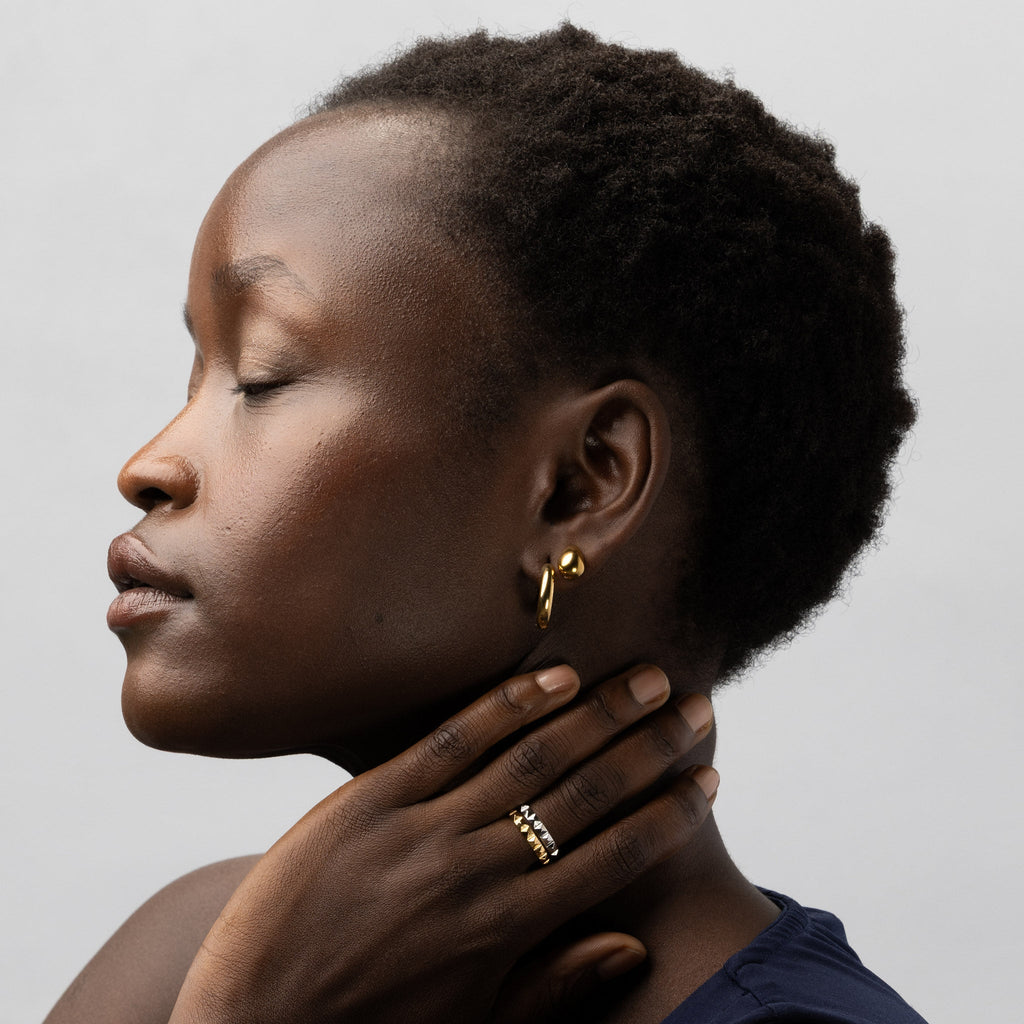 Lyn - Gold and Silver Duo Hoop Earrings Stainless - Gold Ørepynt