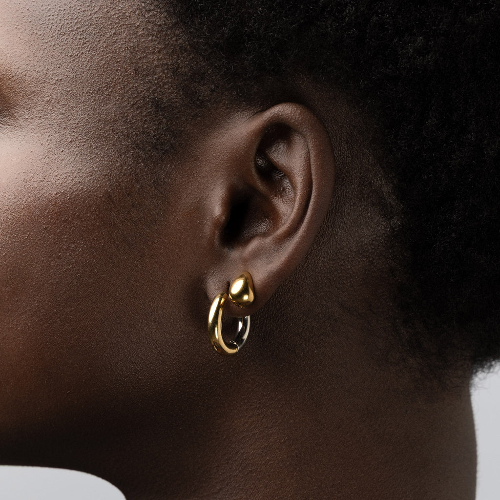 Lyn - Gold and Silver Duo Hoop Earrings Stainless - Gold Ørepynt