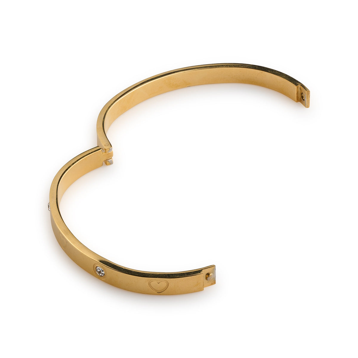 Gia - Crystal Heart Bangle Bracelet Stainless - Gold Armbånd