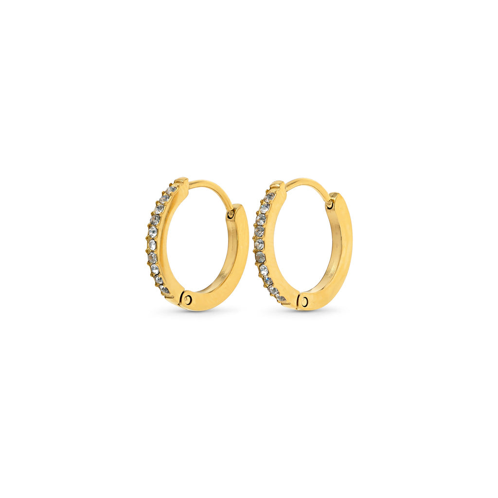 Nilea - Crystal Hoop Earrings Stainless Steel Ørepynt