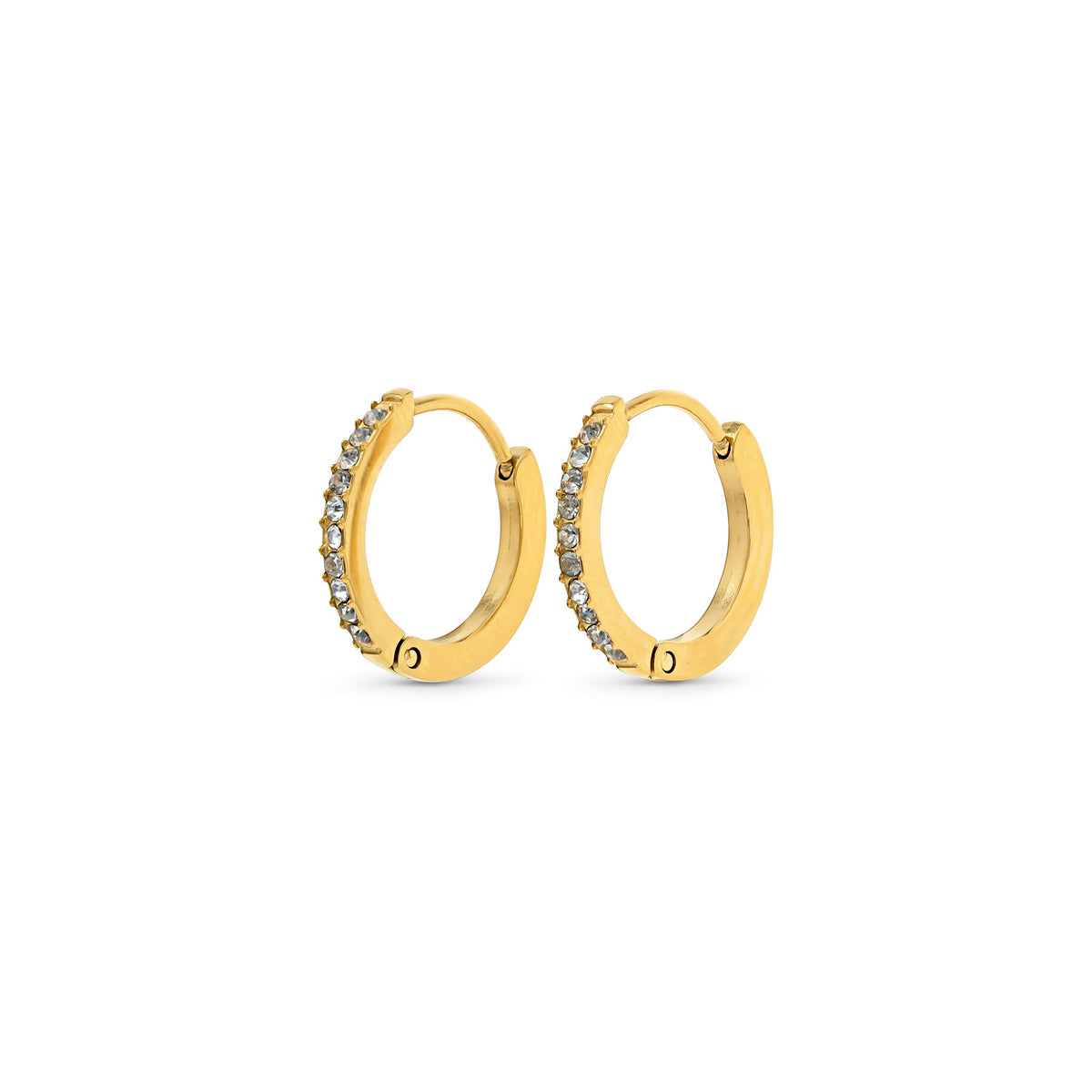 Nilea - Crystal Hoop Earrings Stainless Steel Ørepynt