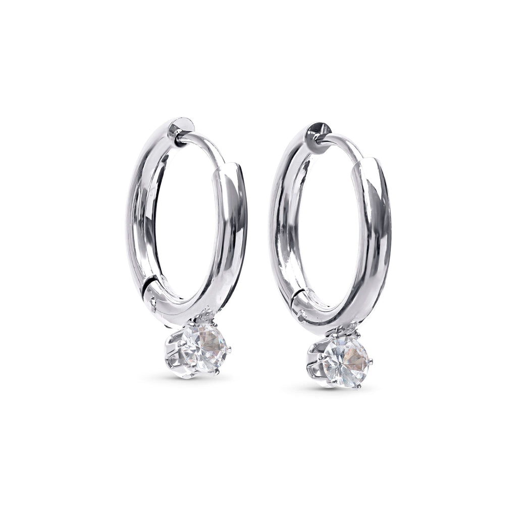 Oline - Crystal Hoop Earrings Stainless Steel Ørepynt