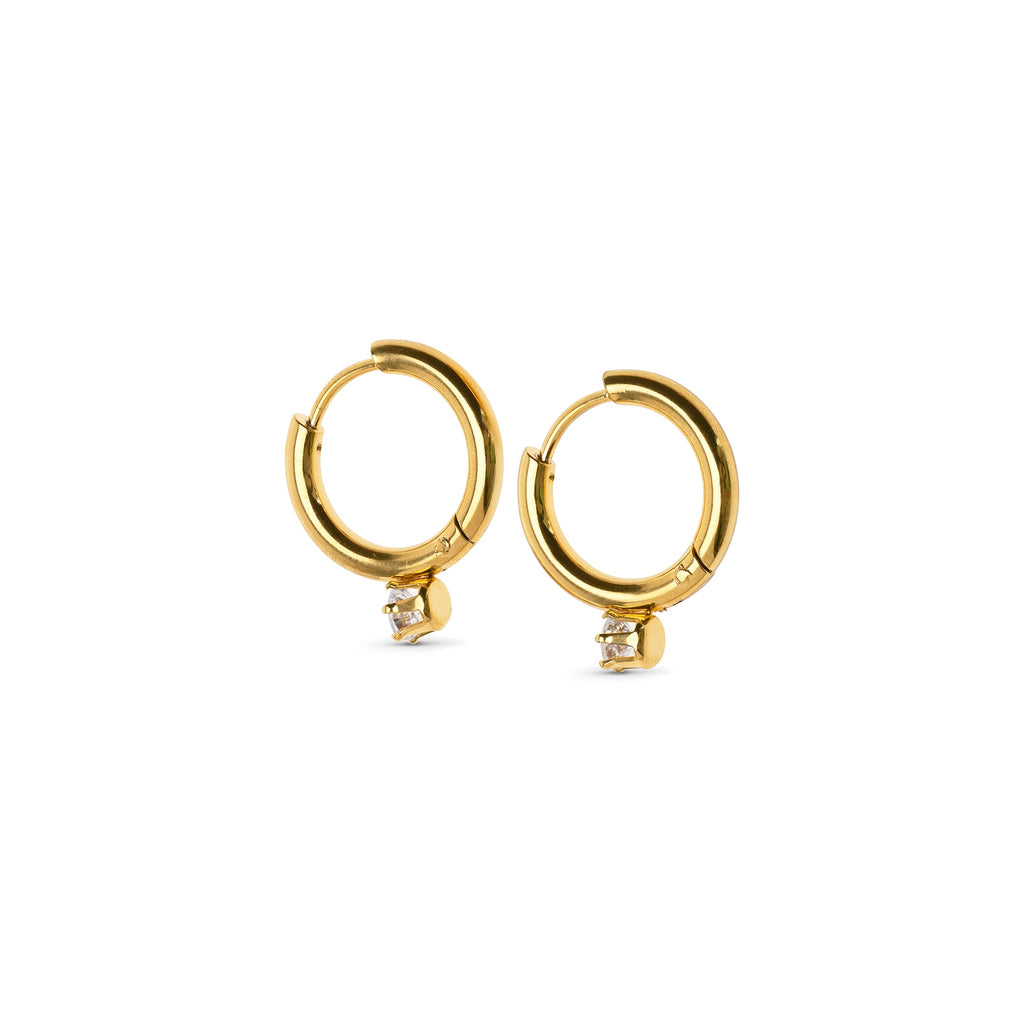 Oline - Crystal Hoop Earrings Stainless Steel Ørepynt