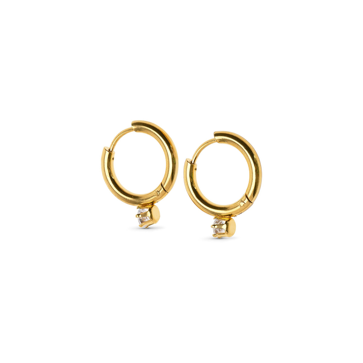 Oline - Crystal Hoop Earrings Stainless Steel Ørepynt