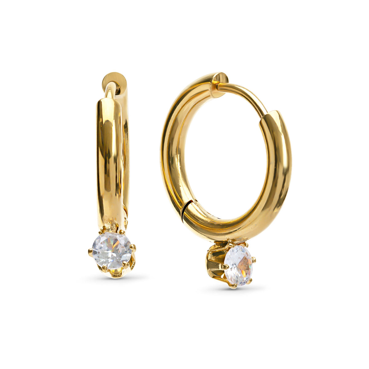 Oline - Crystal Hoop Earrings Stainless Steel Ørepynt