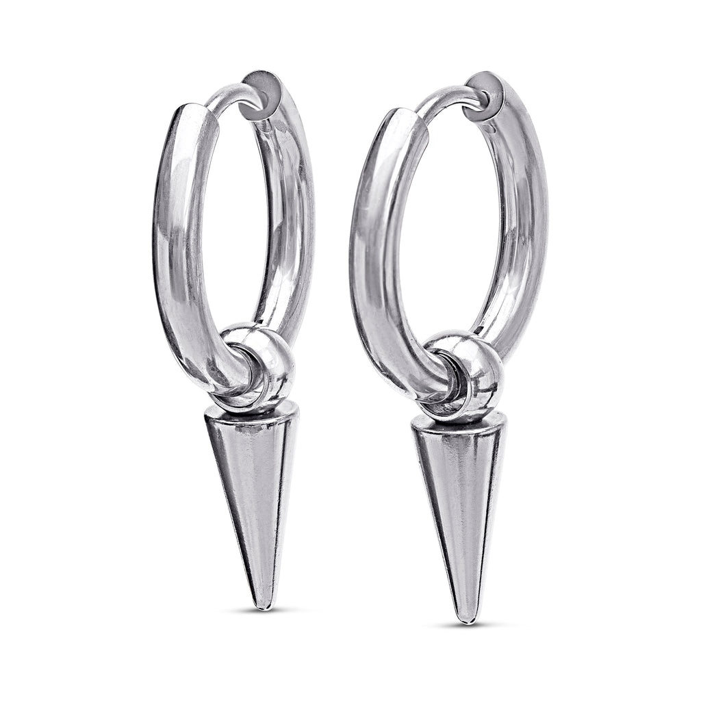 Pim - Spike Hoop Earrings Stainless Steel Ørepynt