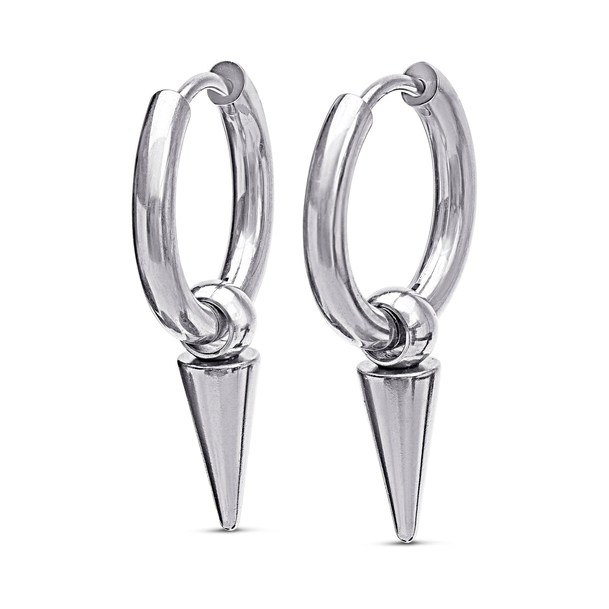Pim - Spike Hoop Earrings Stainless Steel Ørepynt