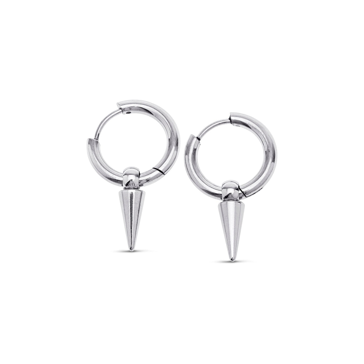 Pim - Spike Hoop Earrings Stainless Steel Ørepynt