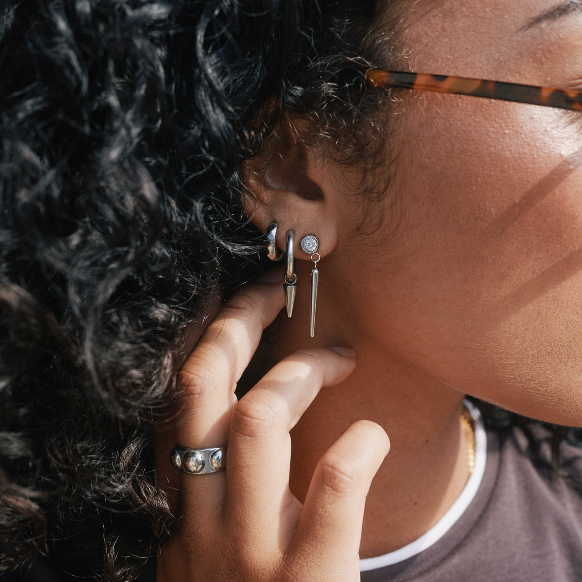 Pim - Spike Hoop Earrings Stainless Steel Ørepynt