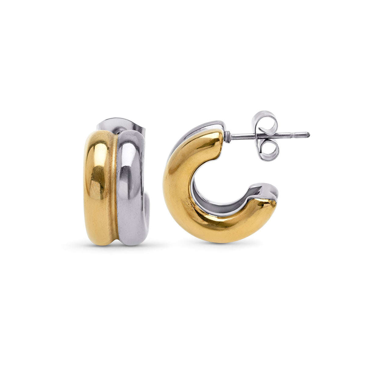 Vendela - Duo Stud Earrings Stainless Steel Ørepynt