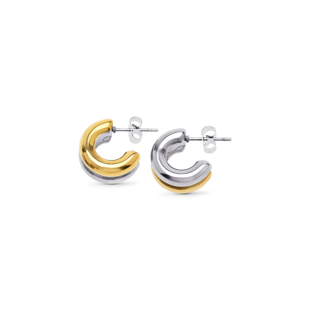 Vendela - Duo Stud Earrings Stainless Steel Ørepynt