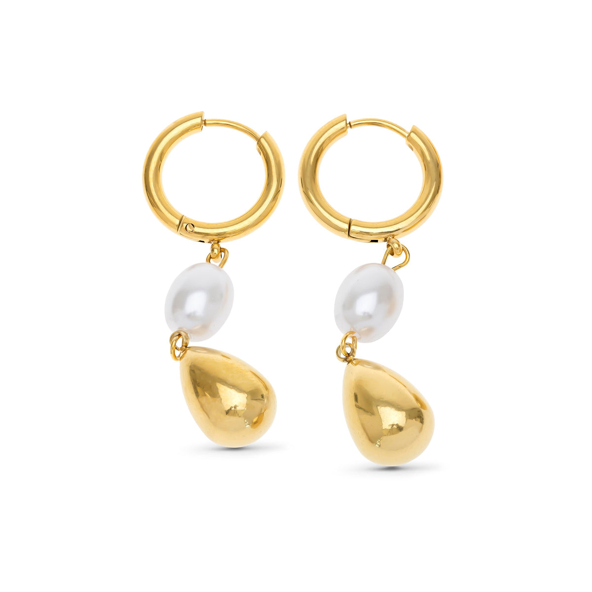 Laura - Pearl Hoop Earrings Stainless Steel Ørepynt