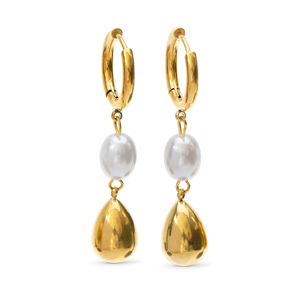 Laura - Pearl Hoop Earrings Stainless Steel Ørepynt