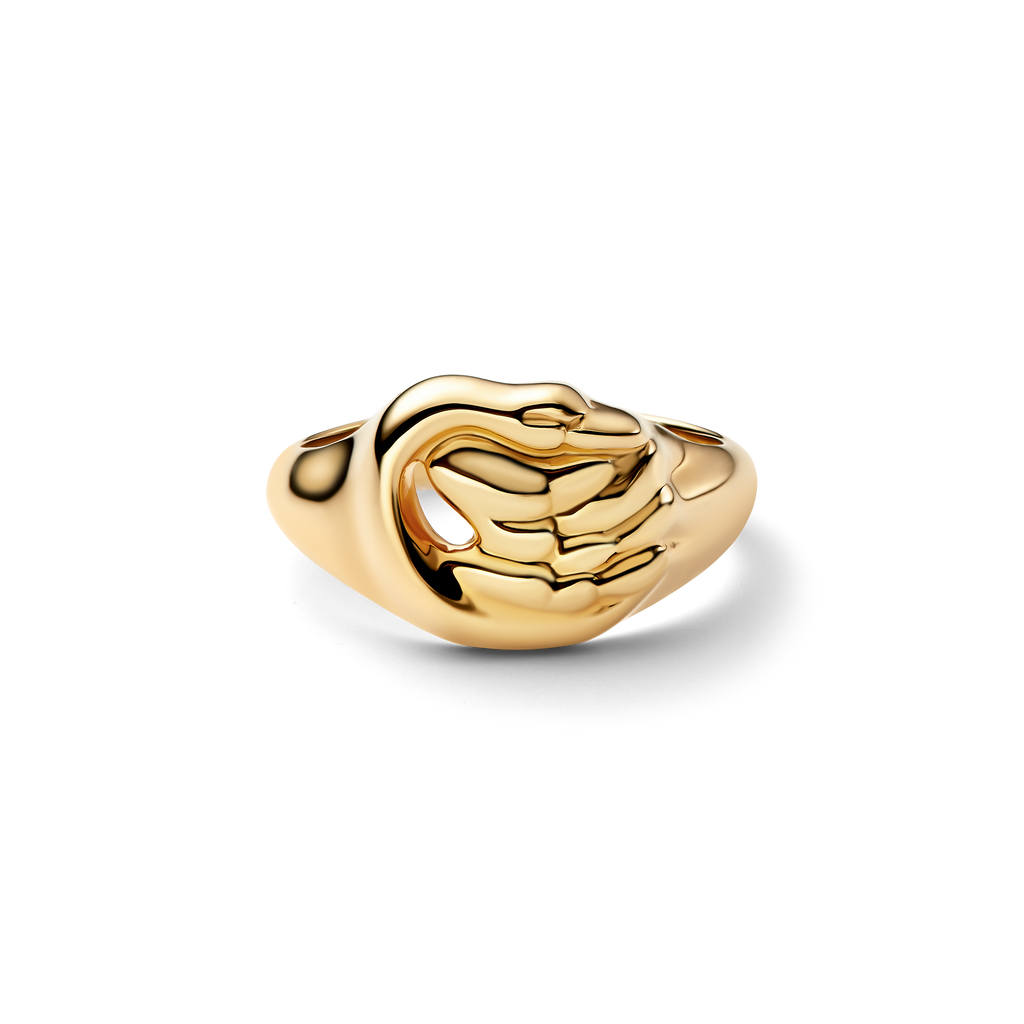 Swan Mini Signet Ring Gold Ring