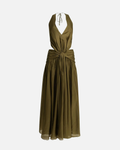 Indra Plunge Halter Maxi Dress