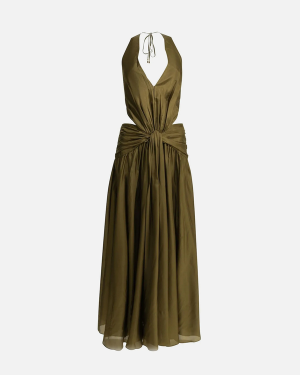 Indra Plunge Halter Maxi Dress