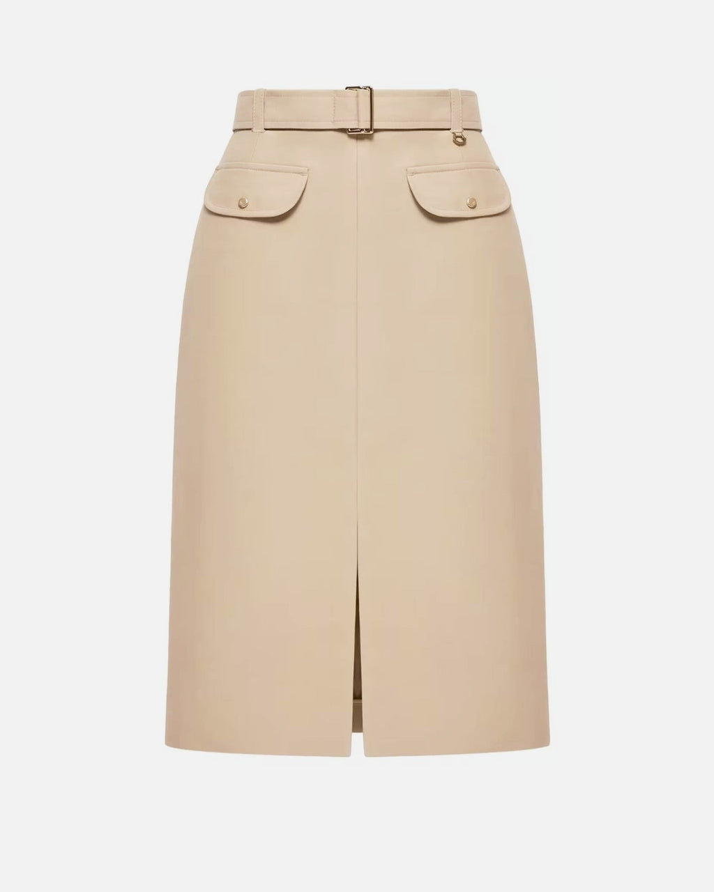 Belted Knee-Length Cotton Skirt