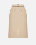 Belted Knee-Length Cotton Skirt