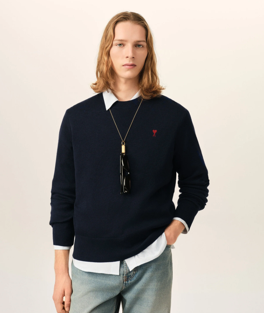 CREWNECK SWEATER WITH AMI DE COEUR
