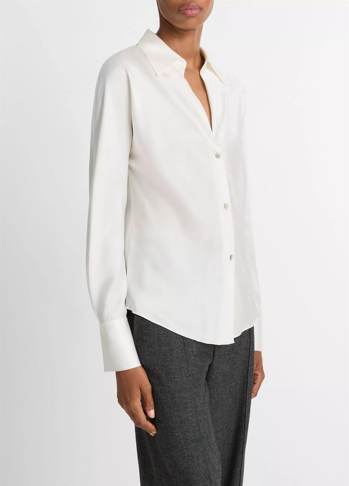 Silk Bias Long-Sleeve Blouse