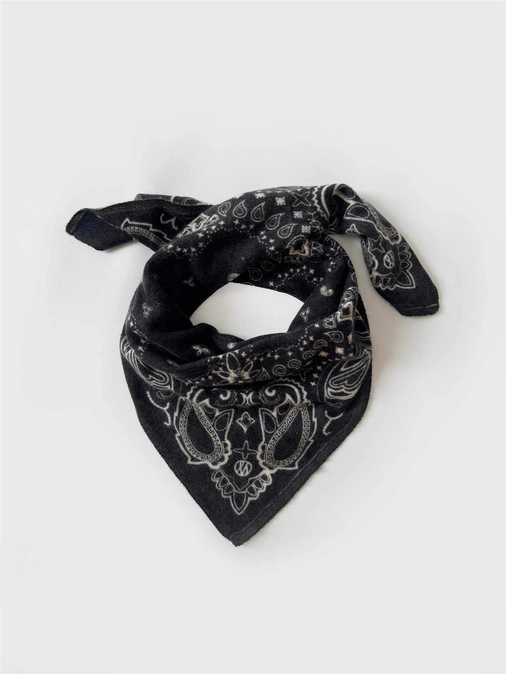 CASHMERE PAISLEY SCARF - BLACK 65 CM