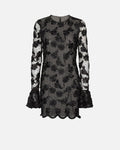 FLOWER MESH LS MINI DRESS